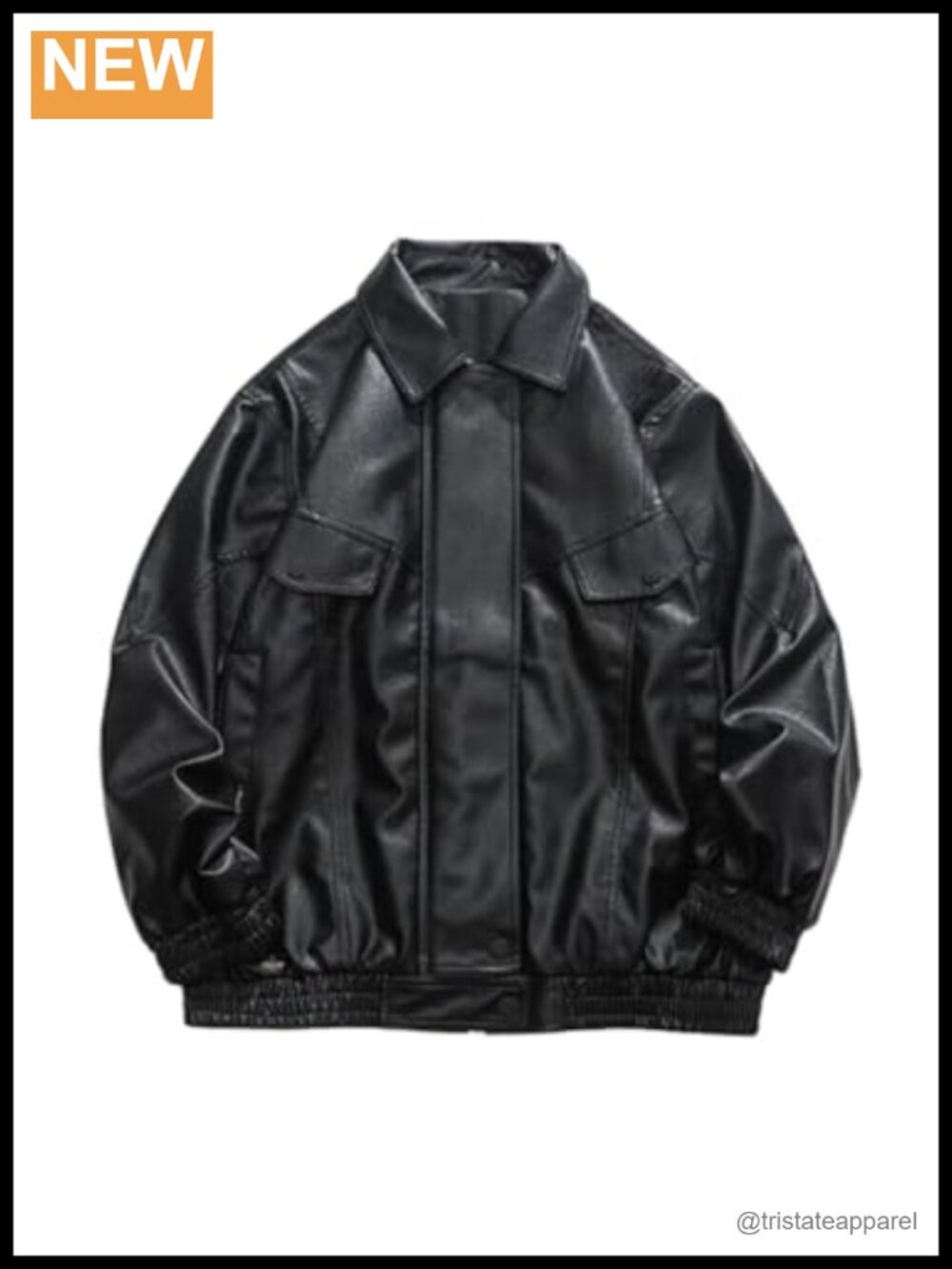 Oversized Faux Leather Bomber Jacket Vintage Motorcycle Moto Zip Up Retro